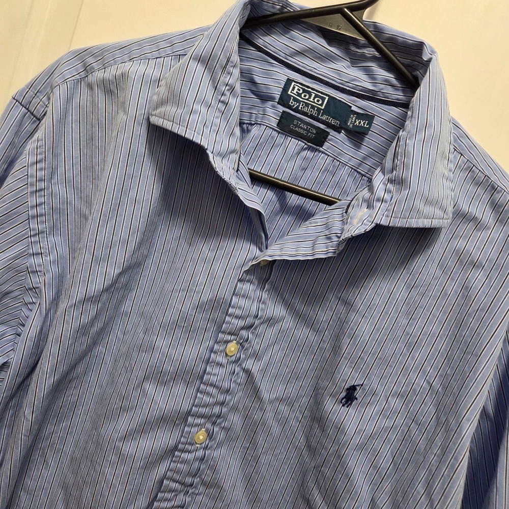 Polo Ralph Lauren Stanton Classic Fit Blue Striped Button Down Shirt XXL